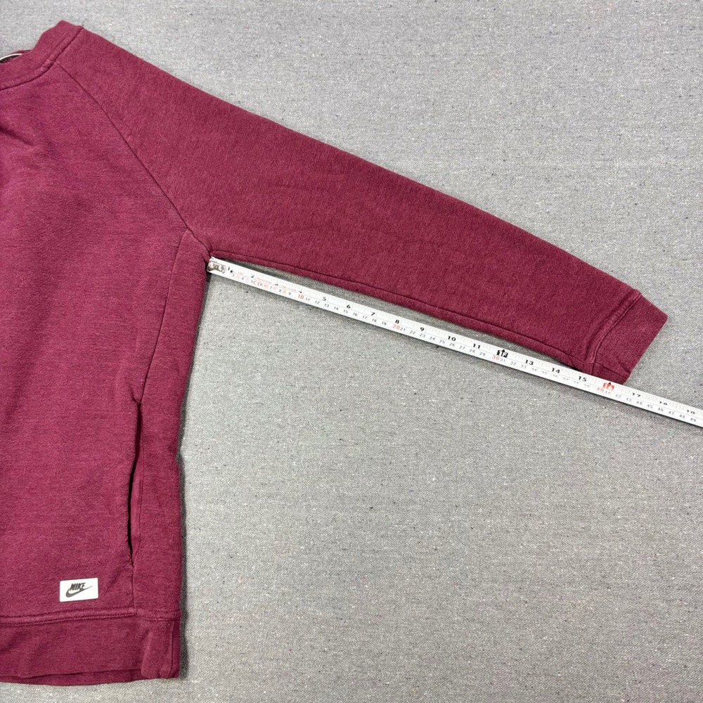 Nike Sweatshirt Women Medium Burgundy Raglan Sleeve Crew Neck Pocket Pullover - Picture 7 of 8